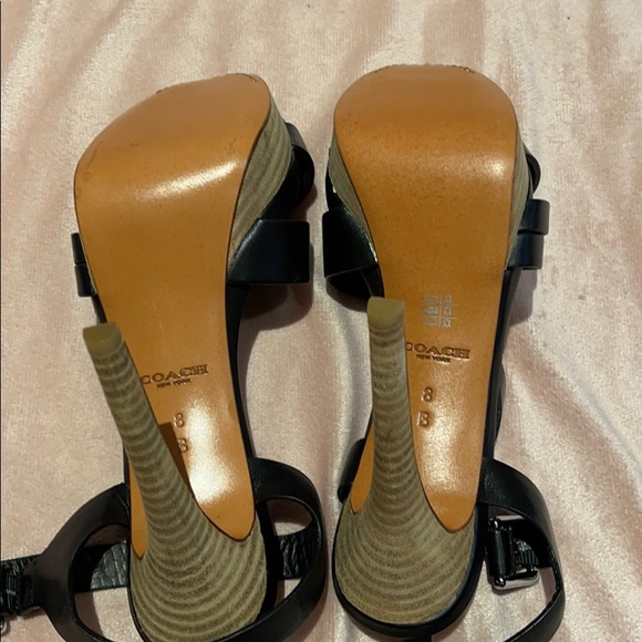 NWOT- COACH high heel black sandals - Picture 4 of 6